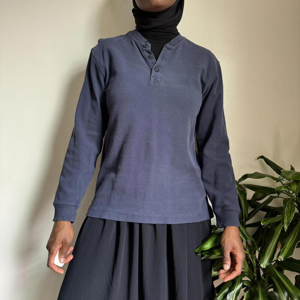 Vintage long sleeve quarter button‎ pullover gorpcore faded sweater M